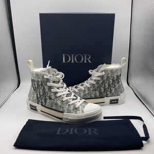 Christian Dior Men's B23 High-Top Sneakers Oblique Coated Canvas Size 43 US 10